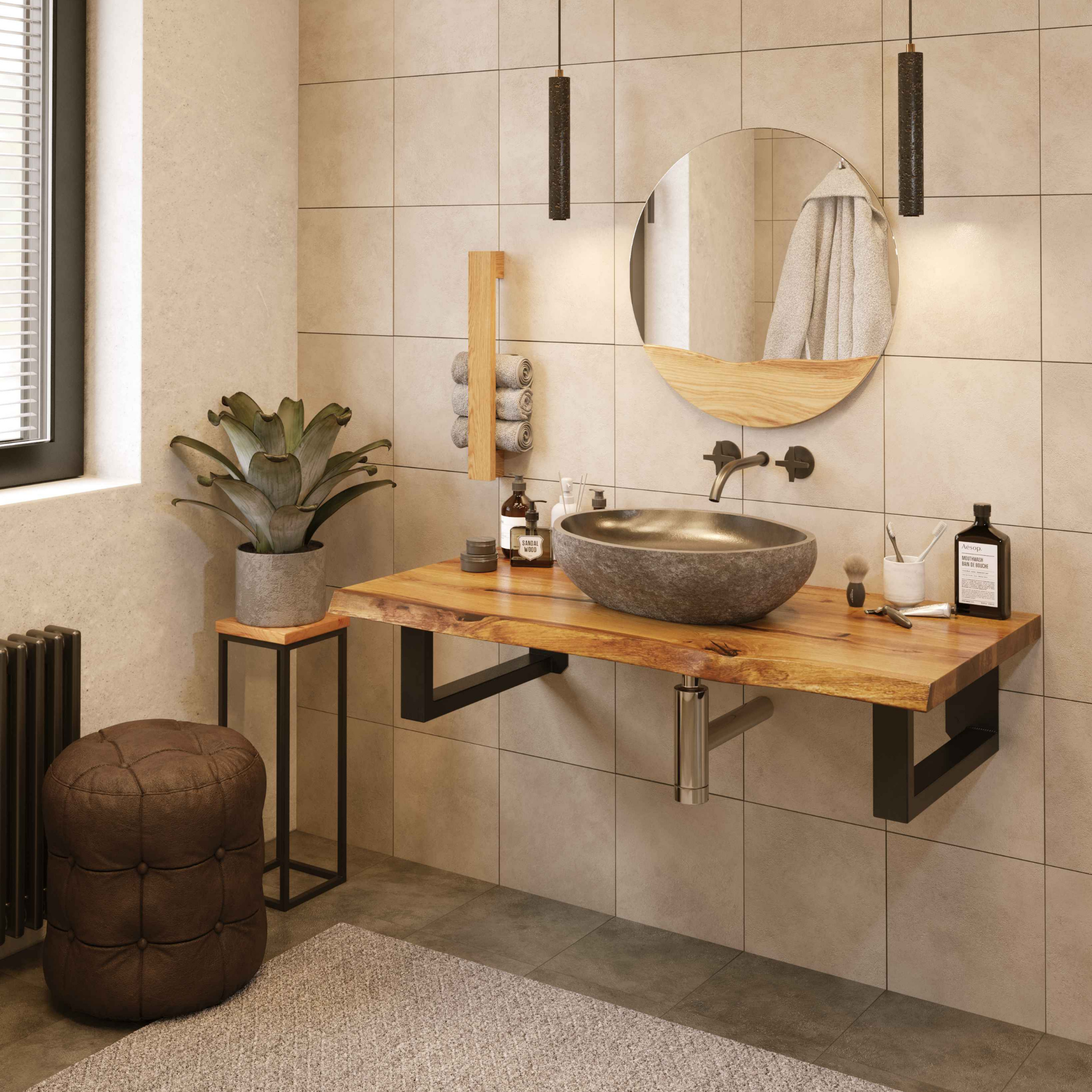 Waschtischplatte Holz für Waschbecken - nach Maß