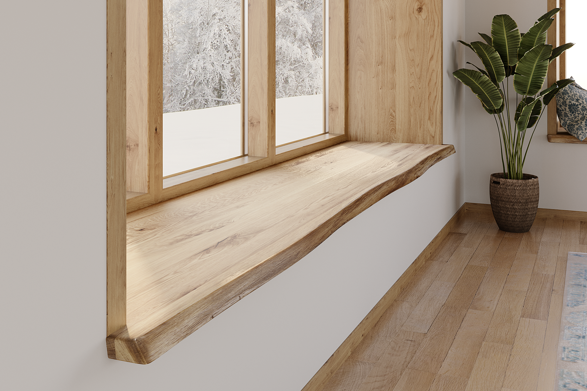 Fensterbank Holz aus Massivholz Eiche 40mm Dicke
