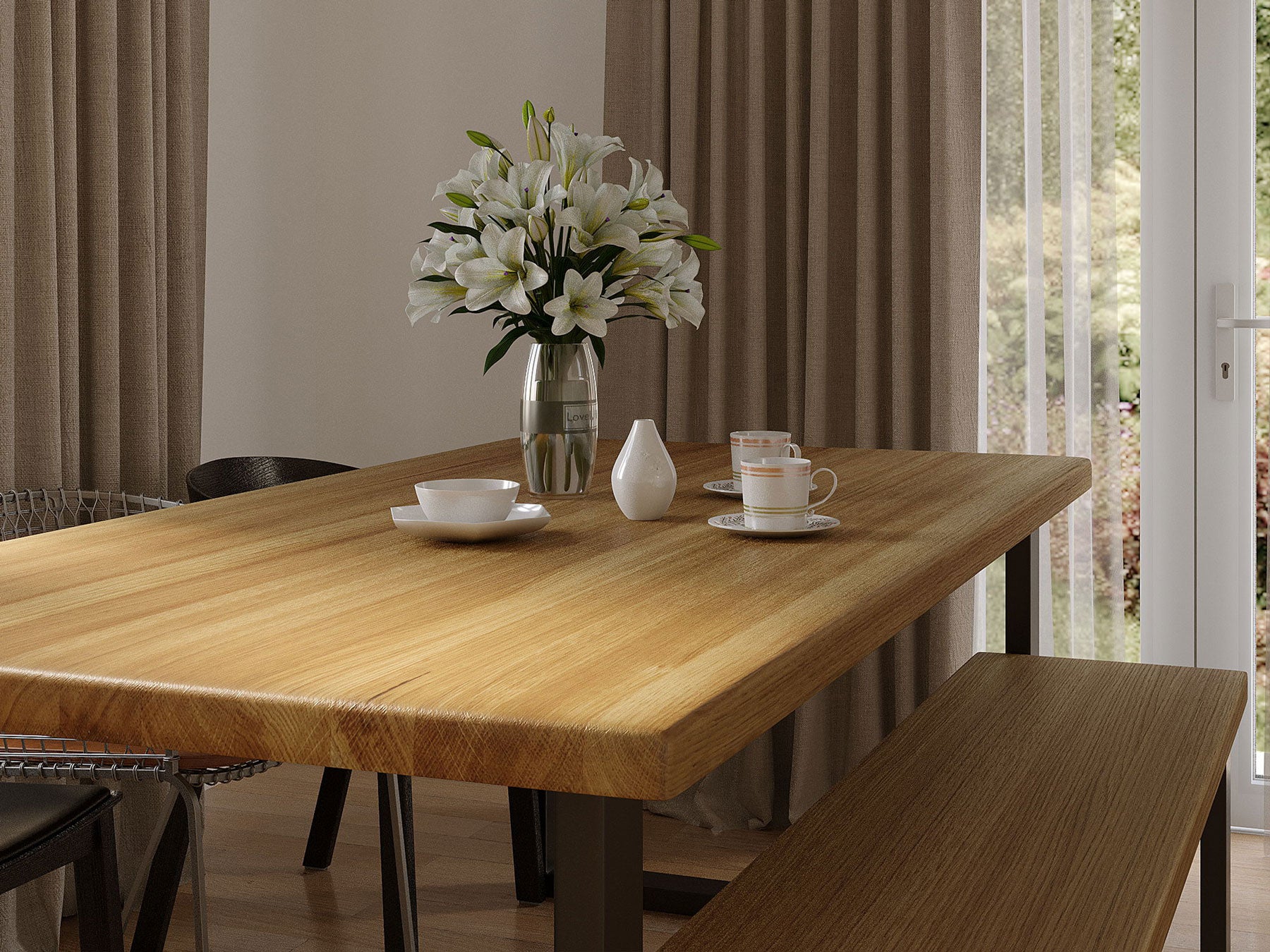 Esstisch Gerade Kante U-Gestell