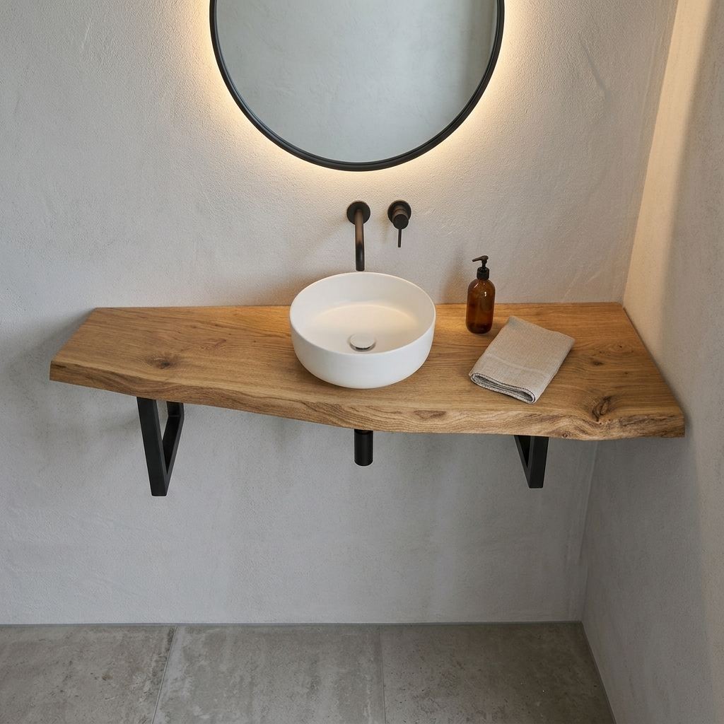 Verjüngende Waschtischplatte Holz
