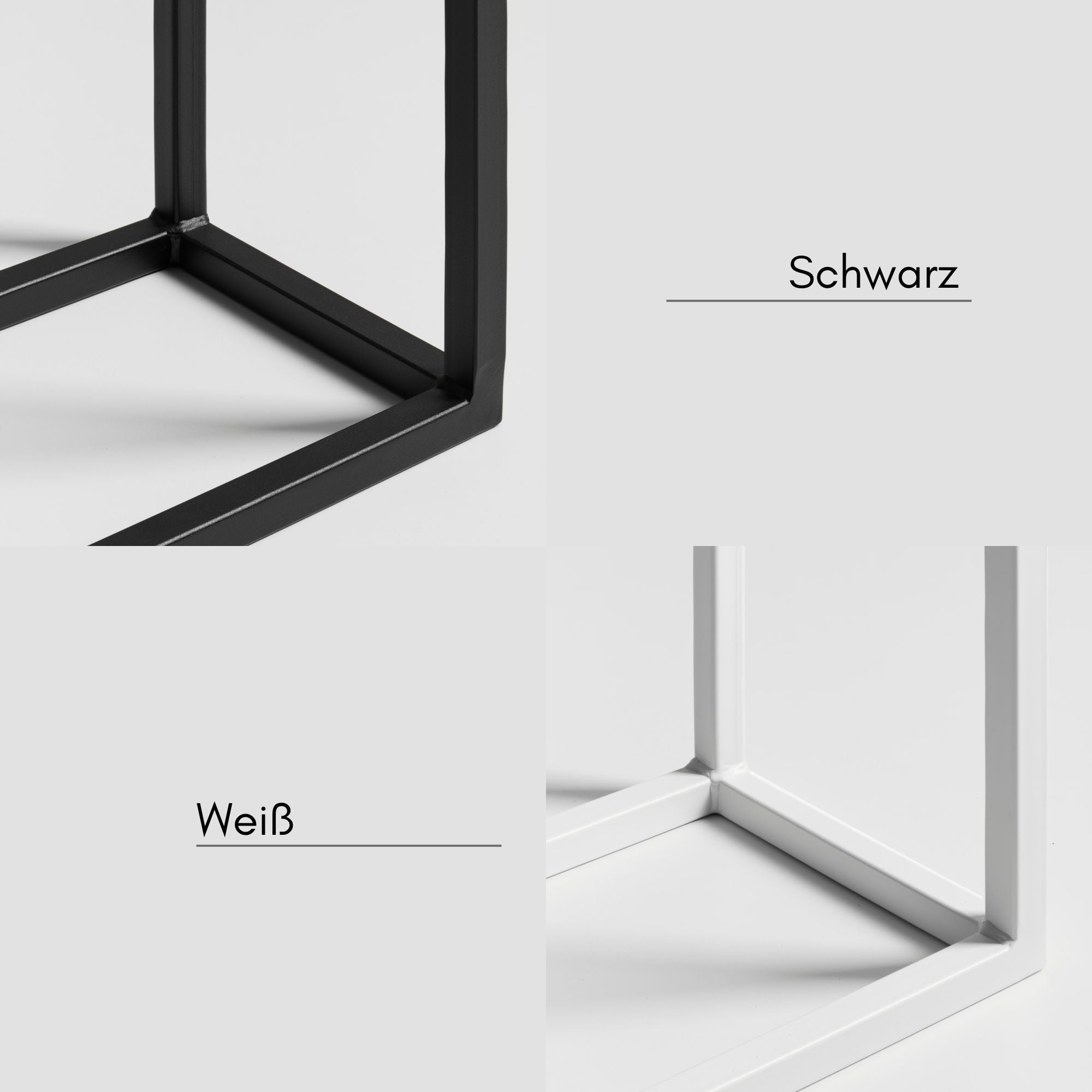 Metallgestell Farben für Couchtisch – Pulverbeschichtet in Schwarz und Weiß für modernes Wohnzimmerdesign