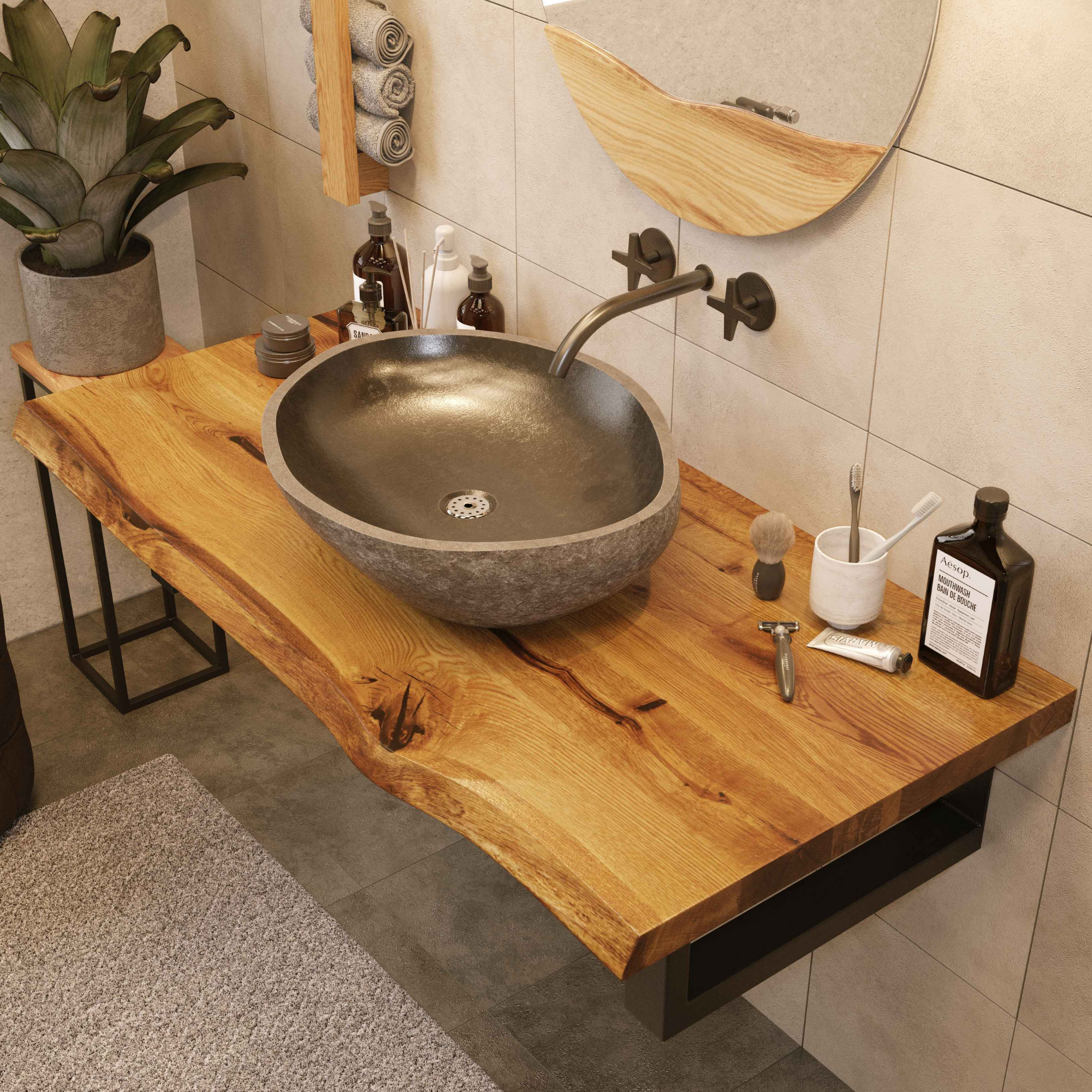 Waschtischplatte Holz für Waschbecken - 3-Tage-Lieferung