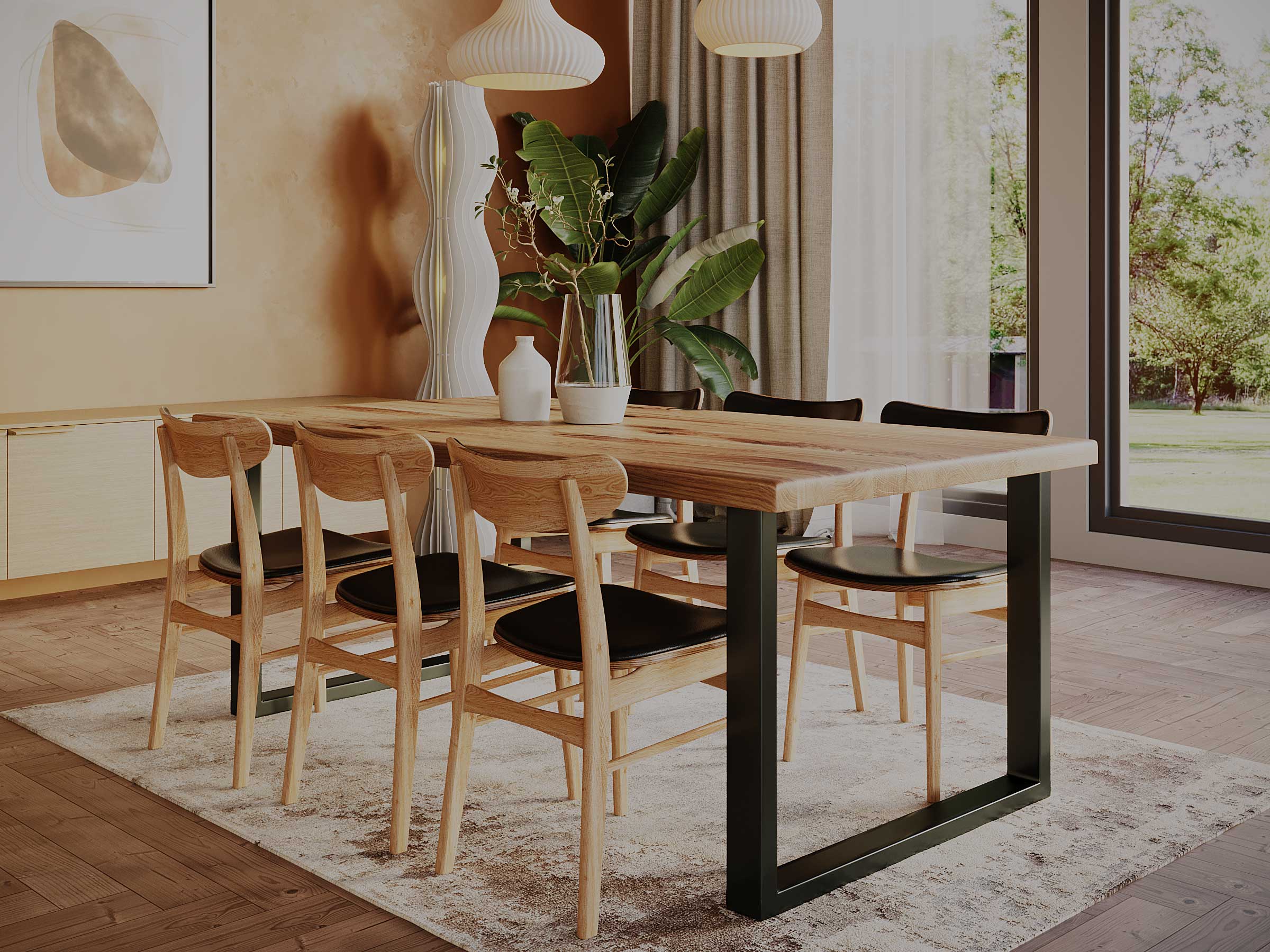 Esstisch Gerade Kante U-Gestell