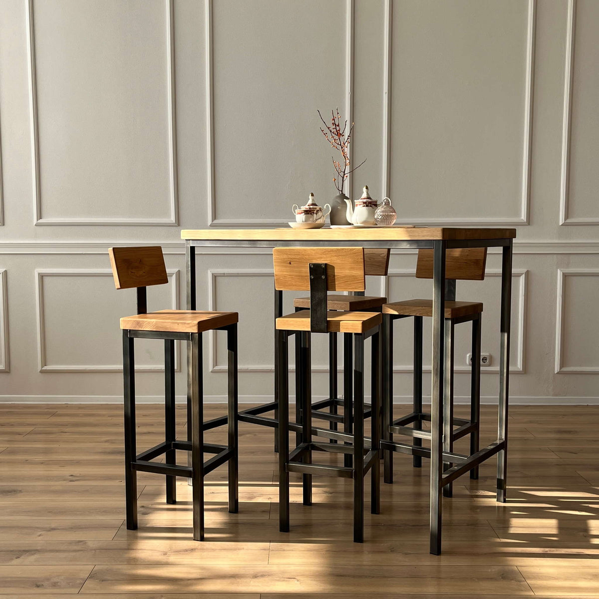 Bar-Set Stehtisch 120cm und 4 Stühle