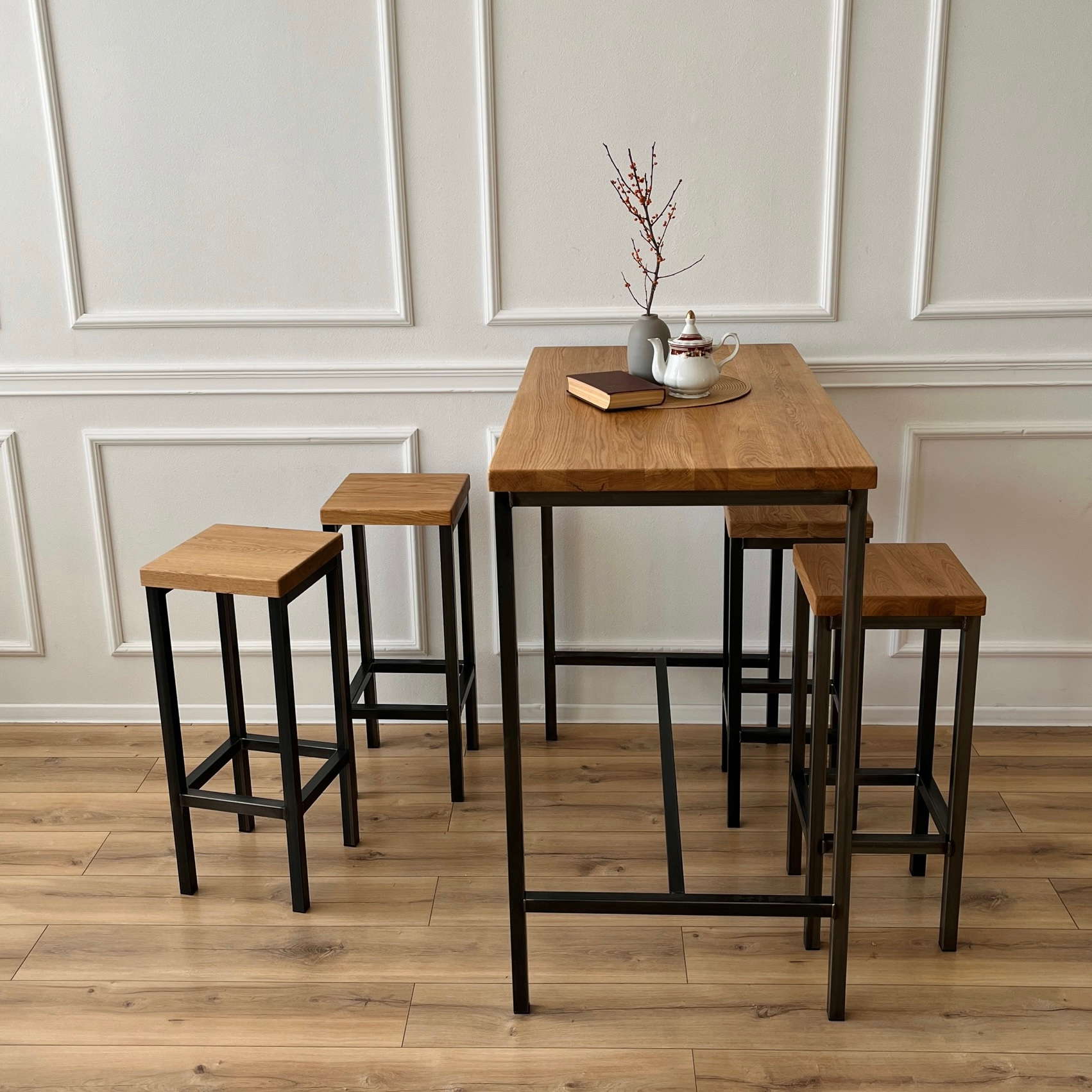 Bar-Set Stehtisch und Stühle 120cm