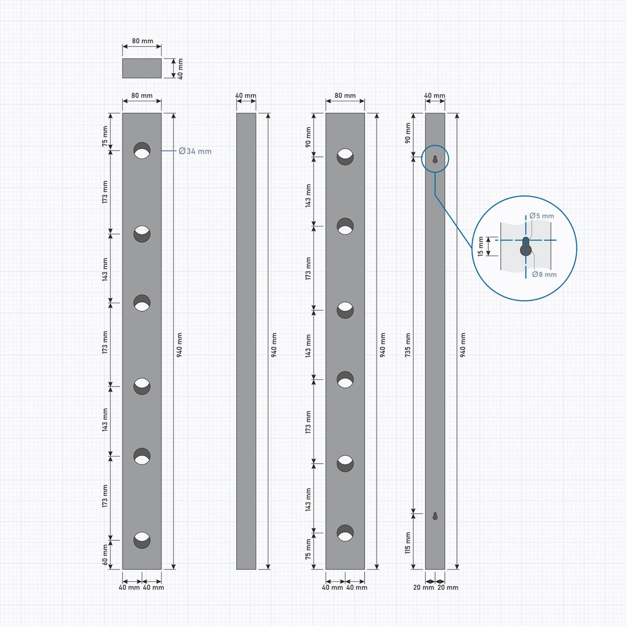 CAD Darstellung Design-Weinregal für 6 Flaschen