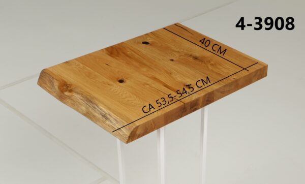 Eine Waschtischplatte mit Abmessungen aus Holz (auch als Platte für Aufsatzwaschbecken geeignet) mit den Maßen Länge 40 cm und Breite 53