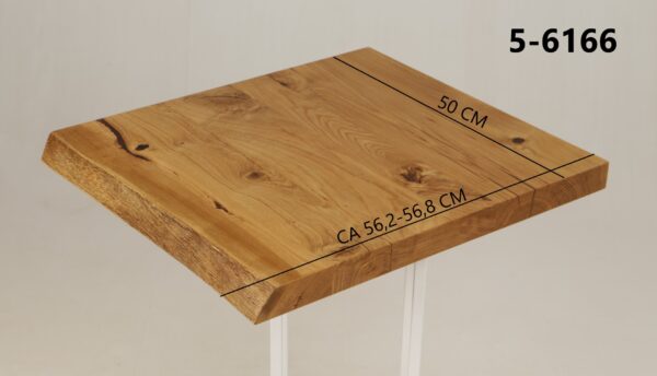 Eine Waschtischplatte mit Abmessungen aus Holz (auch als Platte für Aufsatzwaschbecken geeignet) mit den Maßen Länge 50 cm und Breite 56
