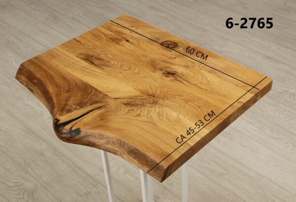 Eine Waschtischplatte mit Abmessungen aus Holz (auch als Platte für Aufsatzwaschbecken geeignet) mit den Maßen Länge 60 cm und Breite 45