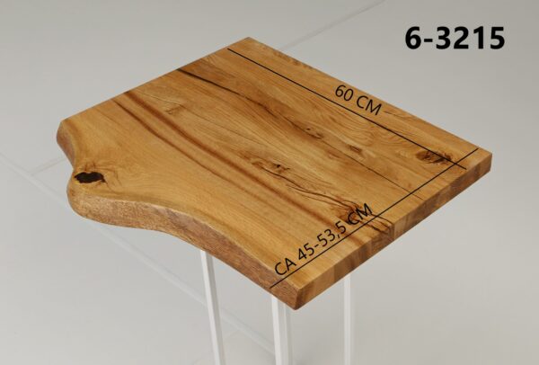 Eine Waschtischplatte mit Abmessungen aus Holz (auch als Platte für Aufsatzwaschbecken geeignet) mit den Maßen Länge 60 cm und Breite 45