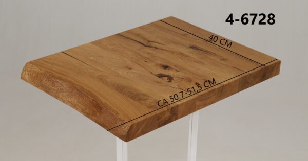 Eine Waschtischplatte mit Abmessungen aus Holz (auch als Platte für Aufsatzwaschbecken geeignet) mit den Maßen Länge 40 cm und Breite 50