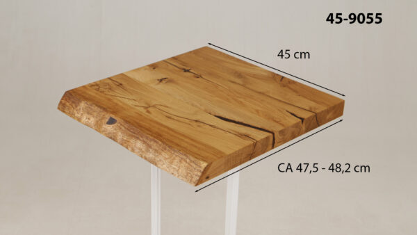Eine Waschtischplatte mit Abmessungen aus Holz (auch als Platte für Aufsatzwaschbecken geeignet) mit den Maßen Länge 45 cm und Breite 47