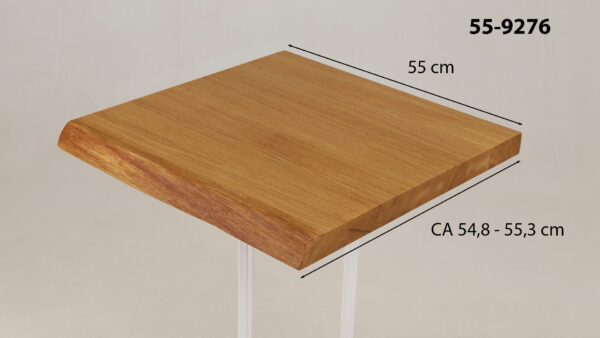 Eine Waschtischplatte mit Abmessungen aus Holz (auch als Platte für Aufsatzwaschbecken geeignet) mit den Maßen Länge 55 cm und Breite 54