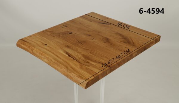Eine Waschtischplatte mit Abmessungen aus Holz (auch als Platte für Aufsatzwaschbecken geeignet) mit den Maßen Länge 60 cm und Breite 67