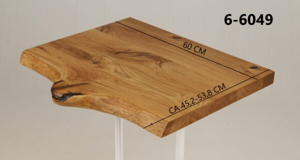 Eine Waschtischplatte mit Abmessungen aus Holz (auch als Platte für Aufsatzwaschbecken geeignet) mit den Maßen Länge 60 cm und Breite 45