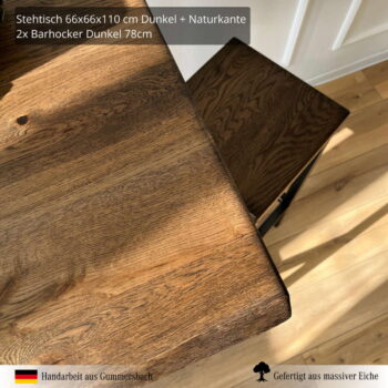 Kleines Bar Set Dunkle Eiche mit Baumkante 13