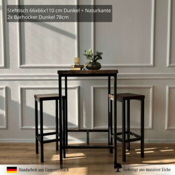 Kleines Bar Set Dunkle Eiche mit Baumkante 2