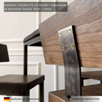 Kleines Bar Set Dunkle Eiche mit Baumkante 4