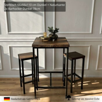 Kleines Bar Set Dunkle Eiche mit Baumkante 5