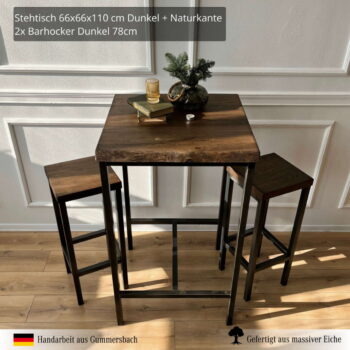 Kleines Bar Set Dunkle Eiche mit Baumkante 7