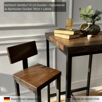 Kleines Bar Set Dunkle Eiche mit Baumkante 8