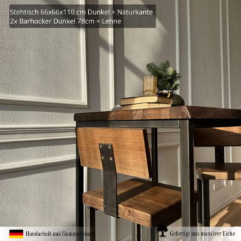 Kleines Bar Set Dunkle Eiche mit Baumkante 9